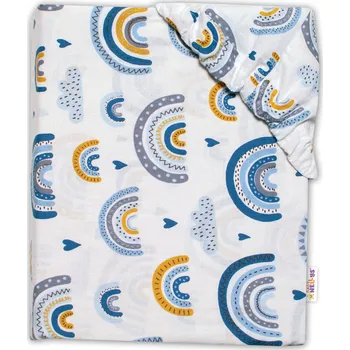 Prostěradlo Bavlněné prostěradlo do postýlky - Duha, modrá, vel. 140x70 cm