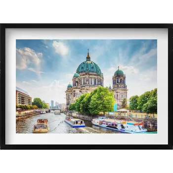 Obraz Dekorativní obraz v černém rámu na zeď Katedrála Berlín Německo 70x50 cm