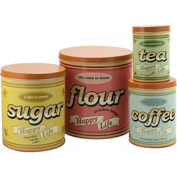 Dóza na potraviny Sada 4 dóz na sušenky a čaj Heppy Life