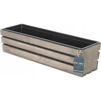 Obal na květináč Balkónový truhlík dřevěný terasa květiny 60 cm vložka šedá kotarbau - box - 60 cm || příspěvek - 54 cm \ šedá