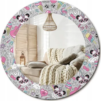 Zrcadlo Loftové zrcadlo s ozdobným skleněným rámem Panda jednorožec průměr 50 cm