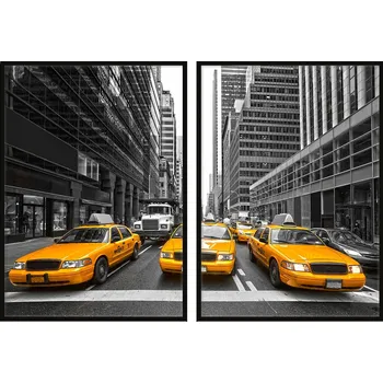 Obraz OBRAZ V RÁMU 53x73cm Dyptych Sada 2 obrazů York New York Taxi P761