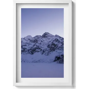 Obraz Dekorativní obraz v bílém rámu do obýváku Krajina zasněžených hor 40x60 cm
