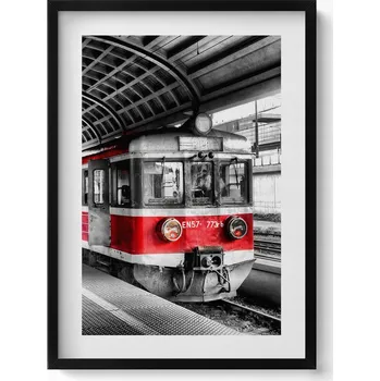 Obraz Dekorativní nástěnný obraz s rámem a grafikou loft Staré železniční nástupiště 50x70 cm