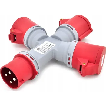 Elektrická zásuvka ROZBOČKA NAPÁJECÍ ROZDĚLOVAČ KEMPINGOVÝ T-ROZDĚLOVAČ 1x VSTUP 3x VÝSTUP 32/4 IP44