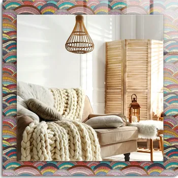 Zrcadlo Zrcadlo s potiskem do koupelny ložnice obývacího pokoje Barevný oblouk Vlny 60x60 cm