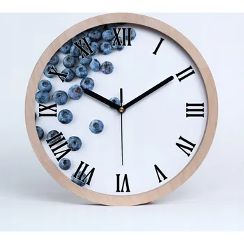 Hodiny Dřevěné nástěnné hodiny římské bobule fi 25 cm