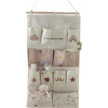 Úložný box ZÁVĚSNÝ TEXTILNÍ ORGANIZÉR S KAPSY NA HRAČKY PRO DĚTI 110 x 60 cm