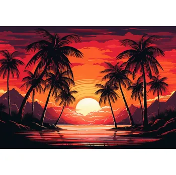 Obraz Plakát Palmy u Laguny bez rámu 100 x 70 cm