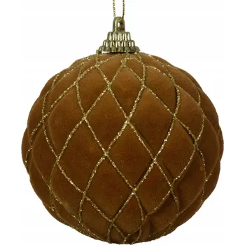 Vánoční dekorace Vánoční Koule na vánoční stromeček dekorativní plastová Hnědá semišová ozdoba na stromeček 8 cm