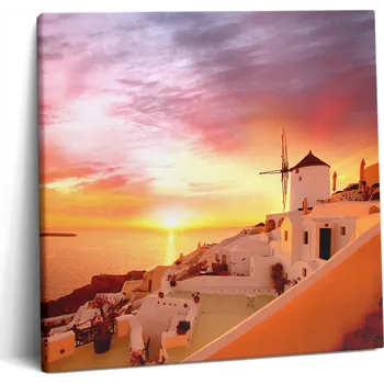 Obraz Obraz na plátně Canvas na zeď do pokoje Santorini se starým větrným mlýnem