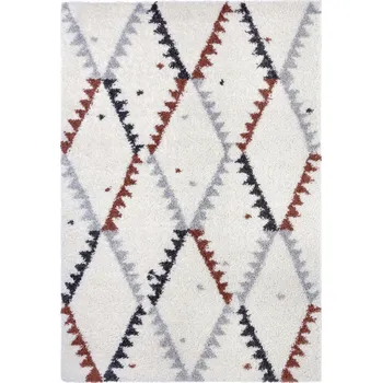 Koberec Krémový koberec do obýváku, silný koberec shaggy, boho vzor 80x150 cm