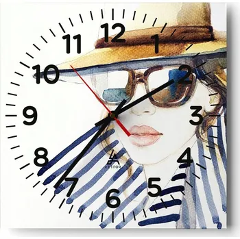 Hodiny Nástěnné hodiny do obýváku 40x40 Žena Bezhluké hodiny na skle Tiché