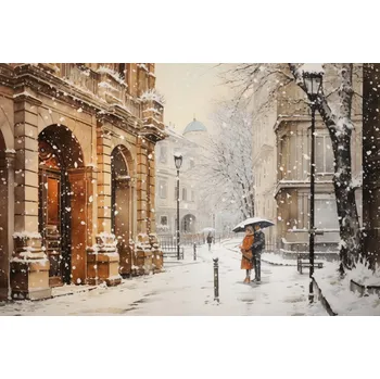 Plakát Plakát Zimní Procházka Starým Městem bez rámu 91,5 x 61 cm