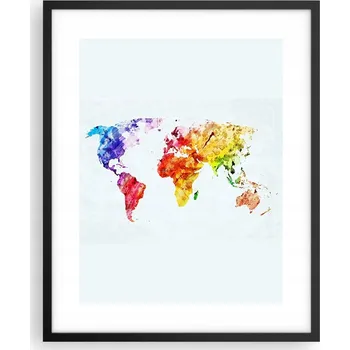 Obraz Obraz plakát na zeď v černém rámu 40x50 mapa světa plakáty do obýváku