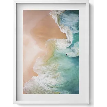 Obraz Nástěnný obraz dekorace interiéru Mořské vlny a pláž z ptačí perspektivy 50x70 cm