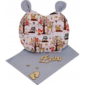 Polštář Vaflová deka ZAVINOVAČKA 100x75 cm + POLŠTÁŘ s oušky, BAVLNA, Sada pro novorozence