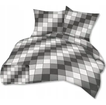 Povlečení KREPOVÉ POVLEČENÍ 160x200 cm + 2x70x80 cm - 3D MŘÍŽKA GRAFIT