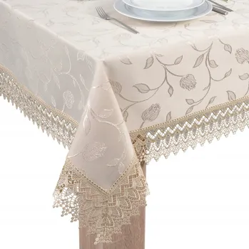 ubrus Ubrus odolný proti skvrnám s krajkou GIPIURA 320x140 cm, béžový, tkanina 127