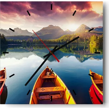 Hodiny Velké nástěnné hodiny 40x40 Krajina Skleněné hodiny Tiché