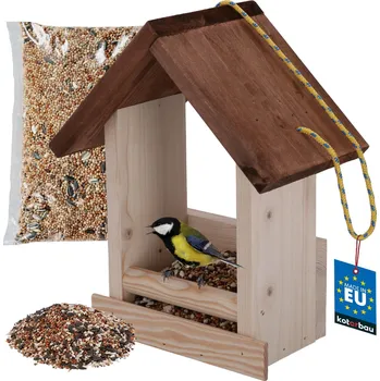 Krmítko pro ptáka Ptačí krmítko ptačí budka dřevěný domeček + jídlo 0,5 kg