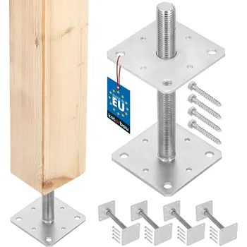 Podstavec sloupu šroubovací nastavitelný tyč m24 110x110x250 mm sada 4 ks. - 110x110 mm \ stříbro