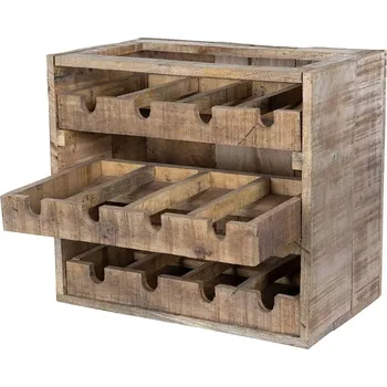 Stojan na víno DŘEVĚNÝ STOJAN NA VÍNO BOHO styl, přírodní, na 12 lahví