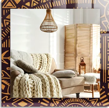 Zrcadlo Zrcadlo s potiskem do koupelny, kuchyně, předsíně, Etnický vzor, 60x60 cm