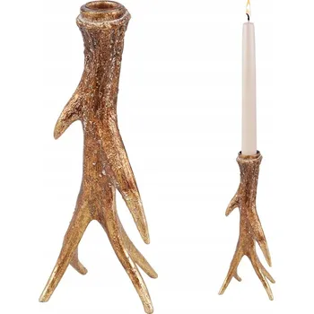 Vánoční dekorace VÁNOČNÍ SVÍCEN KANDELÁBR SOB JELEN roh ozdoba dekorace 23cm