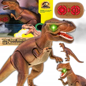 Figurka Velký Dinosaurus T-Rex na dálkové ovládání – chodí, řve, svítí, chrlí dým (LED)
