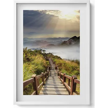 Obraz Dekorativní nástěnný obraz v rámu do obýváku Výhled na schody v horách 50x70 cm