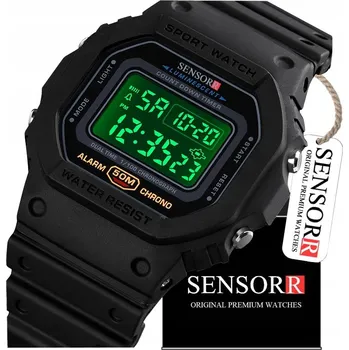 Hodinky Sensorr Pánské hodinky elektronické stopky S208 černé