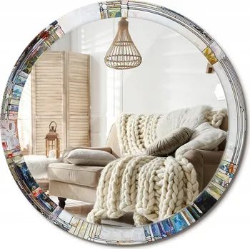Zrcadlo Kulaté dekorativní zrcadlo zrcadlo s potiskem na skle XXL 100 cm Vitráž