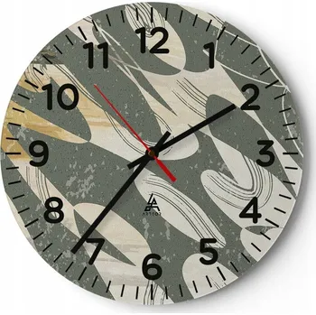Hodiny Nástěnné hodiny do obýváku 40x40 Abstrakce Kulatý Skleněné hodiny Loft Tiché