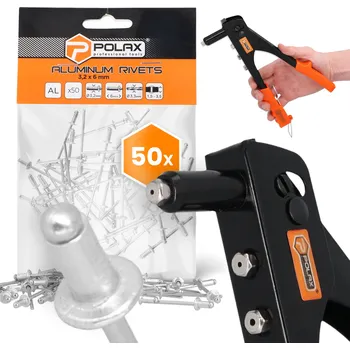 Nýt RUČNÍ Nýtovačka 2,4-4,8 mm + 50x Trhací Nýty 3,2x6 mm Hliníkové Pozink 9T
