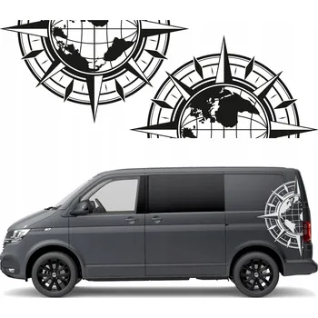 Samolepicí dekorace na vozidlo 2x SAMOLEPKY na auto KOMPAS RŮŽICE VĚTRŮ 60x110