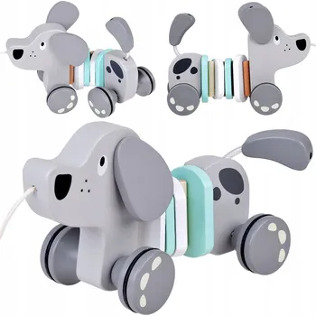 Dřevěná hračka Dřevěná Hračka pro tahání na provázku Pejsek Šedý ZA5376