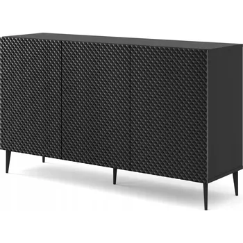 Komoda Komoda Ravenna C 150 cm, 3D frézování, černý lesk, nohy "jehly"