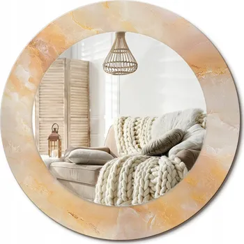 Zrcadlo Stylové kulaté zrcadlo na zeď s potiskem na skle průměr 50 cm Mramor onyx