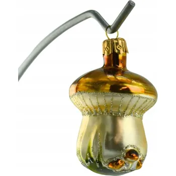 Vánoční dekorace Vánoční Koule na stromeček Hříbek Hřib s rodinkou Zlatý