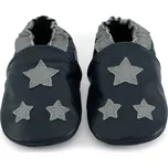 CAROZOO Kožené capáčky s gumovou podrážkou hvězdičky 2-3 roky Modrá 24,5