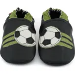 CAROZOO Kožené capáčky s gumovou podrážkou fotbalový míč 2-3 roky Modrá 24,5