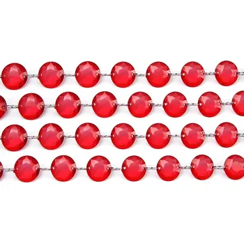 Křišťálová girlanda pro dekoraci Červená - 100 cm