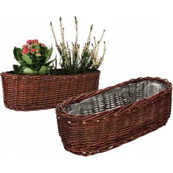 Obal na květináč Sada 2 proutěných květináčů květinový koš 50 cm kotarbau hnědá - 460 mm