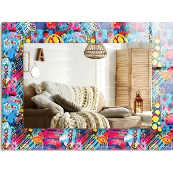 Zrcadlo Zrcadlo nástěnné s ozdobným rámem Barevný abstraktní vzor 80x60 cm