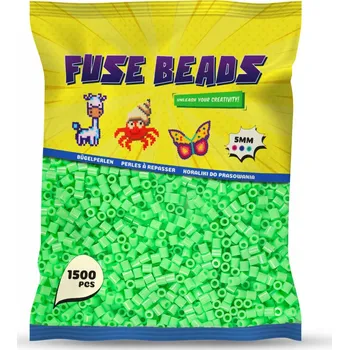 Dětské navlékací korálky Zažehlovací korálky SVĚTLE ZELENÉ 1500 ks Benny Beads Velikost Midi 5mm