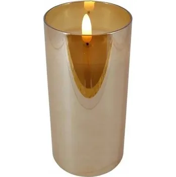 Svíčka LED Svíčka ZLATÁ 3D ve Skle, 7.5x15 cm