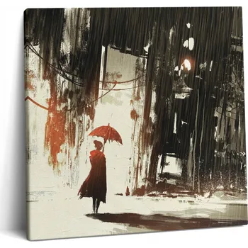 Obraz Obraz Canvas Hobby do obýváku Malovaná žena s deštníkem 60x60 cm