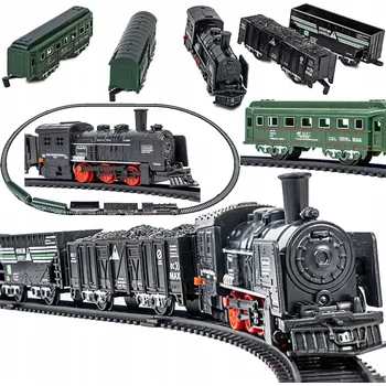 Vláček a vláčkodráha ELEKTRICKÁ VLÁČKODRÁHA S VAGÓNY, KOLEJEMI A LOKOMOTIVOU 270 cm