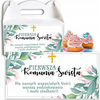 Party dekorace KRABICE NA DORT DORT PRVNÍ SVATÉ PŘIJÍMÁNÍ KŘEST NÁLEPKA 10 KS Z6